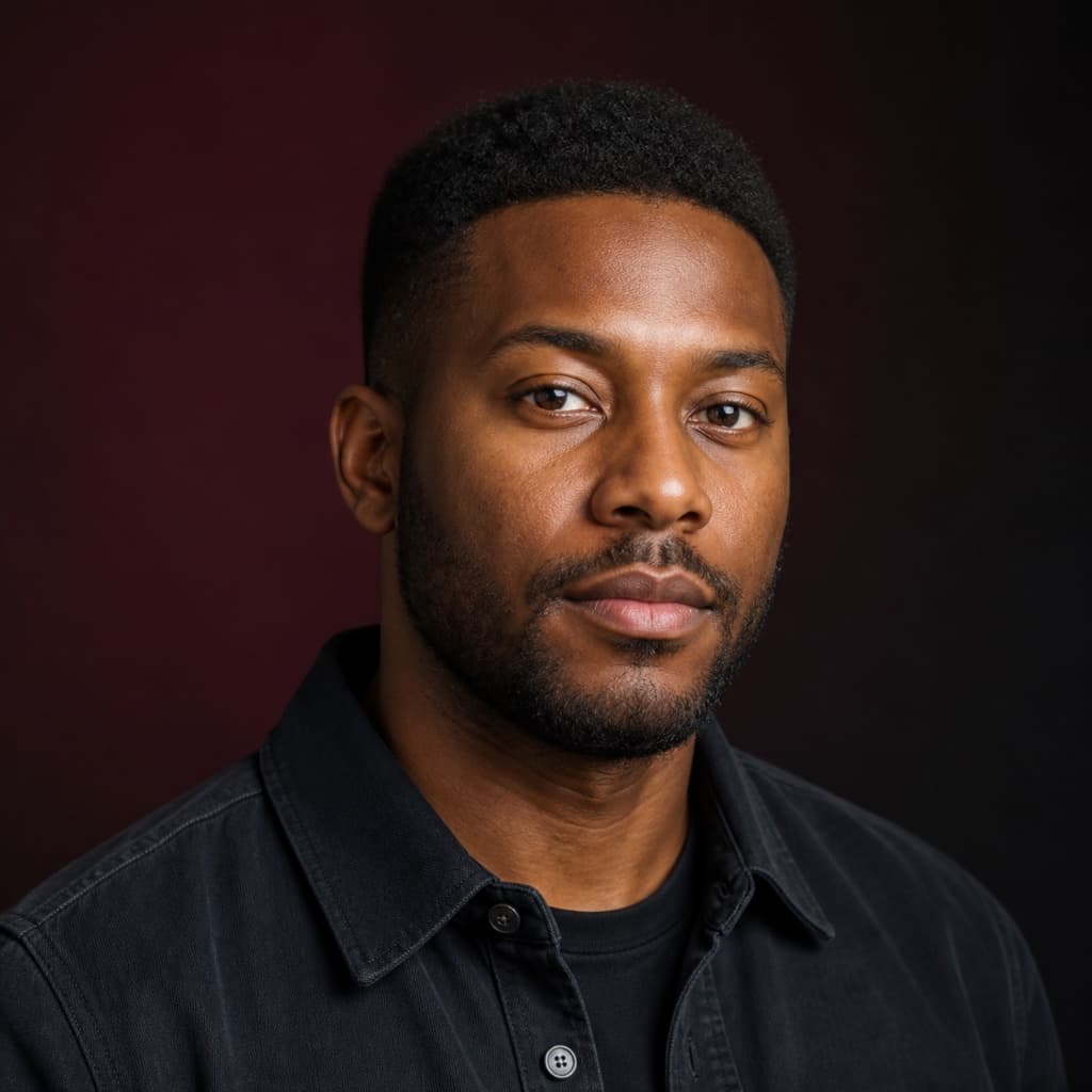 Portrait of Kwame Mensah, a freelance full-stack developer